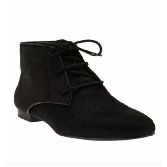 Lori Goldstein Women Lace Up Chukka Bootie Adrienne Size US 8.5M Black Pony Hair - Picture 1 of 3